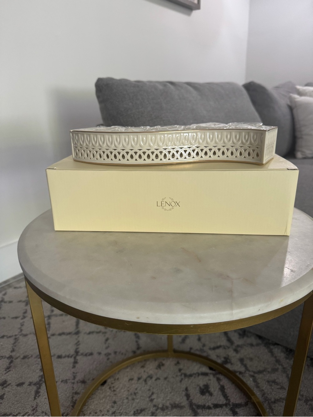 Lenox Cream-Pearl Pierced Ceramic Decorative Tray